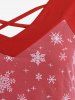 T-shirt de Noël Croisé Flocon de Neige Panneau en Maille de Grande Taille - Rouge 4X
