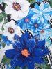 Plus Size Ruffle Asymmetric Hem Flower Paisley Printed Long Sleeves T-shirt -  