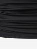 Plus Size Skew Collar Laser Cut Cinched Ruched Detachable Sleeve Top -  