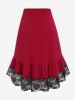 Plus Size Ruched Lace Ruffled Hem Layered Midi High Low Skirt -  