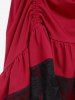 Plus Size Ruched Lace Ruffled Hem Layered Midi High Low Skirt -  
