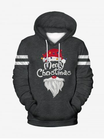 Mens Christmas Graphic Print Pullover Hoodie - GRAY - 2XL