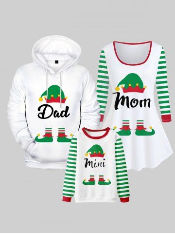 Kids Stripes Letters Christmas Pullover Sweatshirt - GREEN - 110