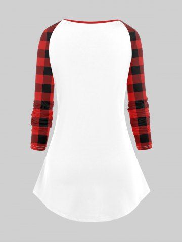Plus Size Valentines Checked Love Heart Graphic Raglan Sleeve T-shirt