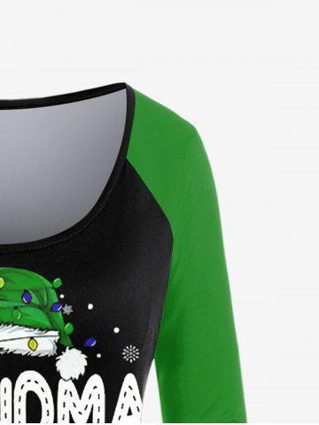 Plus Size Raglan Sleeve Graphic Print Christmas T-shirt