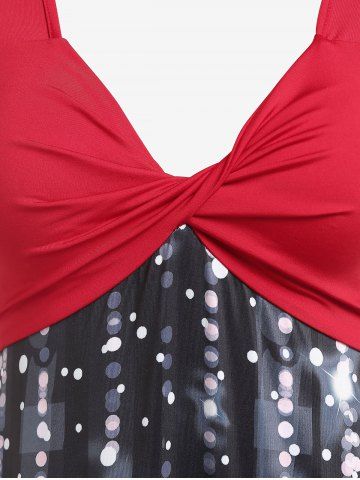 Plus Size Christmas Snowflake Starry Twist Midi Party Dress