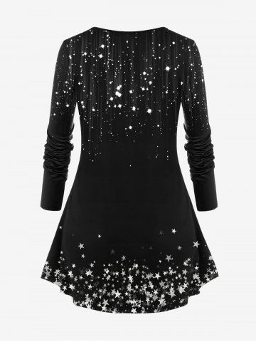 Plus Size Christmas Tree Stars Print T-shirt