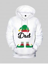 Men Letters Printed Front Pocket Christmas Pullover Hoodie -  