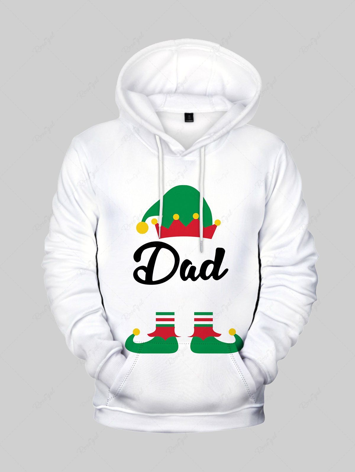 Unique Men Letters Printed Front Pocket Christmas Pullover Hoodie  