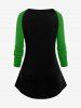 Ensemble de T-shirt de Noël Graphique Imprimé à Manches Raglan de Grande Taille - Vert S | US 8