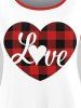 Plus Size Valentines Checked Love Heart Graphic Raglan Sleeve T-shirt -  