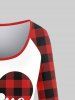 Plus Size Valentines Checked Love Heart Graphic Raglan Sleeve T-shirt -  