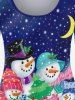 Plus Size Christmas Snowman Print T-shirt -  