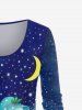 Plus Size Christmas Snowman Print T-shirt -  