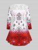 Plus Size Snowflake Christmas Lace Panel Long Sleeve Tee -  