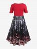 Plus Size Christmas Snowflake Starry Twist Midi Party Dress -  