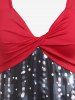 Plus Size Christmas Snowflake Starry Twist Midi Party Dress -  