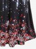 Plus Size Christmas Snowflake Starry Twist Midi Party Dress -  