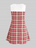 Plus Size & Curve Plaid Bowknot Pocket Sleeveless Blouse -  