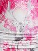 Plus Size Cinched Snowflake Elk Print Christmas T-shirt -  