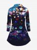 Plus Size Sparkle Stars Print Button Up Shirt -  