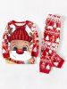 Kids Raglan Sleeves Colorblock Printed Christmas Pants Pajama Set -  