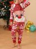 Ensemble de Pyjama de Noël Imprimé en Blocs de Couleurs à Manches Raglan et Pantalon pour Enfants - Rouge 3 - 4 ans