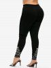 Plus Size Christmas Stars Tree Print Leggings -  
