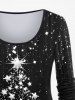 Plus Size Christmas Tree Stars Print T-shirt -  