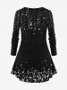 Plus Size Christmas Tree Stars Print T-shirt -  