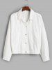 Patched Pockets Button Up Plus Size Denim Jacket -  