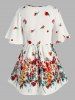 Plus Size Floral Print Lace Insert Blouse -  