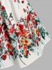 Plus Size Floral Print Lace Insert Blouse -  