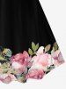 Plus Size Vintage Floral A Line Dress -  