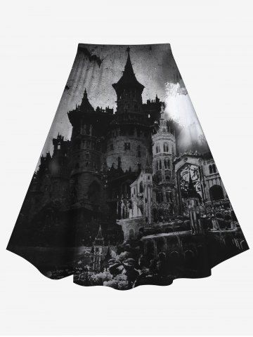 Gothic Building Print A Line Skirt