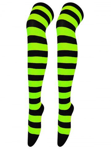 Neon Striped Thigh High Socks - MULTI