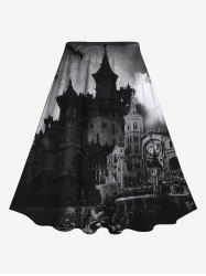 Gothic Building Print A Line Skirt -  
