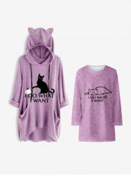 Kids Cat I Do What I Want Graphic Long Sleeve Tee Dress -  