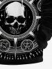 Sweat-shirt à Capuche Long Gothique Equipement Imprimé Crâne avec Poche Kangourou - Noir M