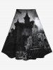 Gothic Building Print A Line Skirt -  
