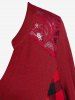 T-shirt Panneau en Dentelle à Carreaux Manches Longues de Grande Taille - Rouge L