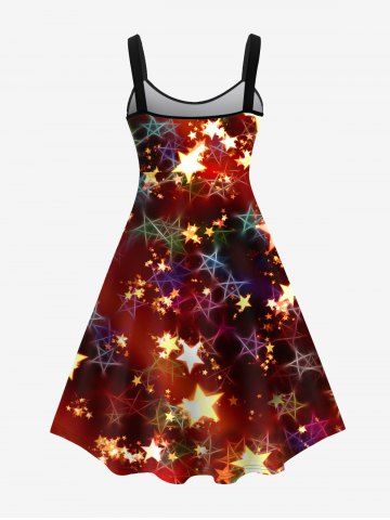 Plus Size Sparkling Stars Print Sleeveless Dress