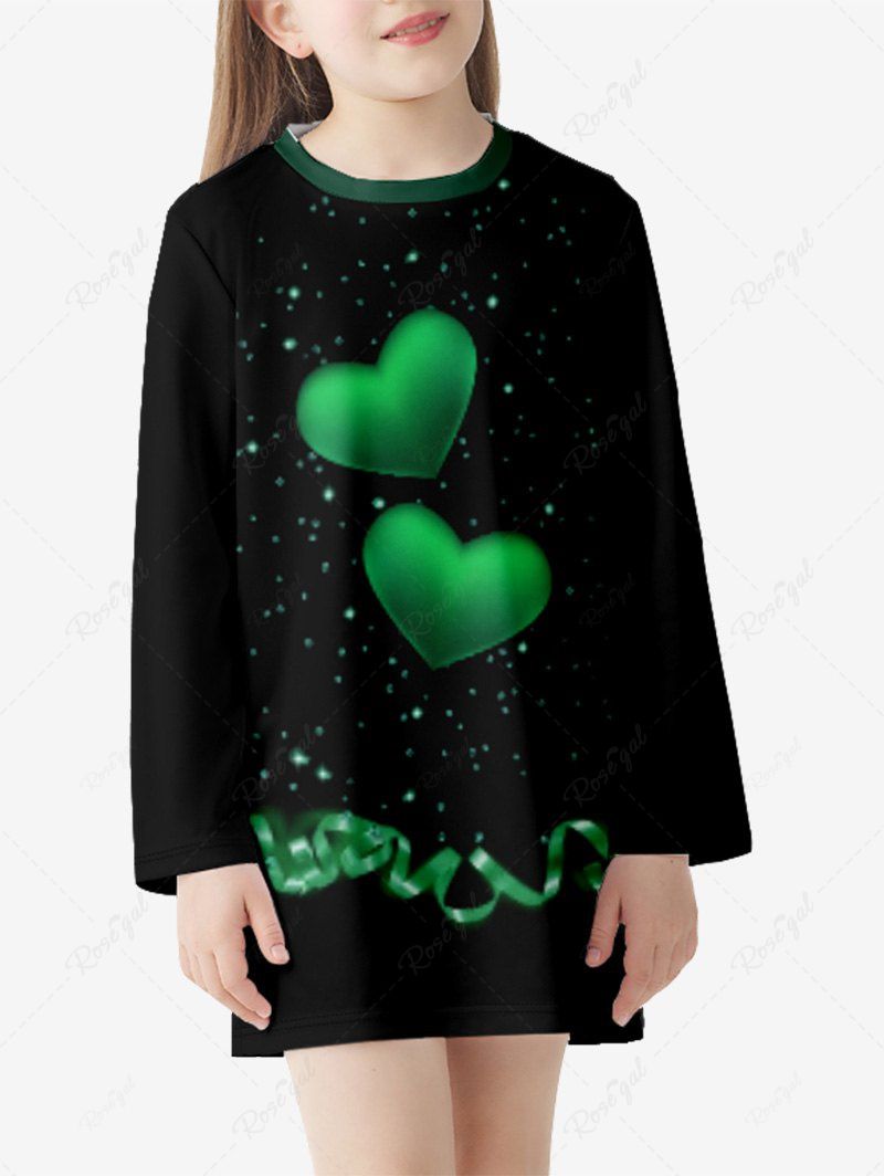 Robe T-shirt à Imprimé Fille Cœur pour Enfants Vert 150