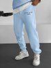 C'EST LA VIE PARIS Letter Printed Drawstring Fleece-lined Sports Jogger Pants -  