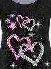 Plus Size Valentine Day Heart Print Sparkling T-shirt -  