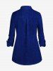 Plus Size 3D Denim Butterfly Flower Printed Long Sleeves Shirt -  