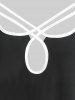 T-shirt Asymétrique Panneau en Dentelle de Grande Taille avec Trou de Serrure - Noir 4X