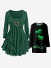 Kids Girls Heart Printed Tee Dress -  