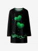 Robe T-shirt à Imprimé Fille Cœur pour Enfants - Vert 150