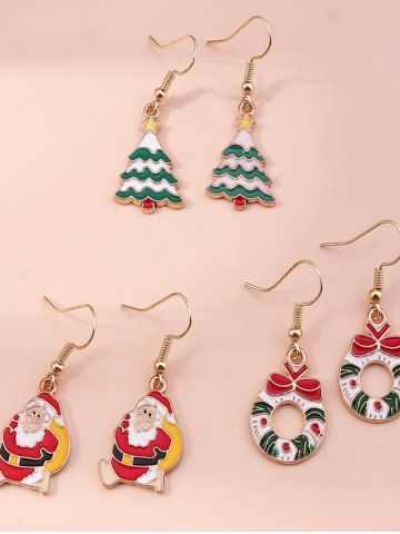 3Pcs Christmas Tree Santa Claus Candy Earrings Set